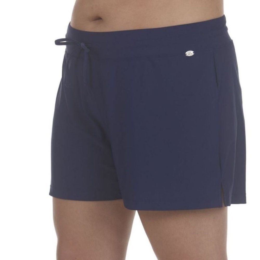 Womens Swimsuit Shorts ZeroXPosur 2X Blue Action UPF 30+ Plus Built in Brief